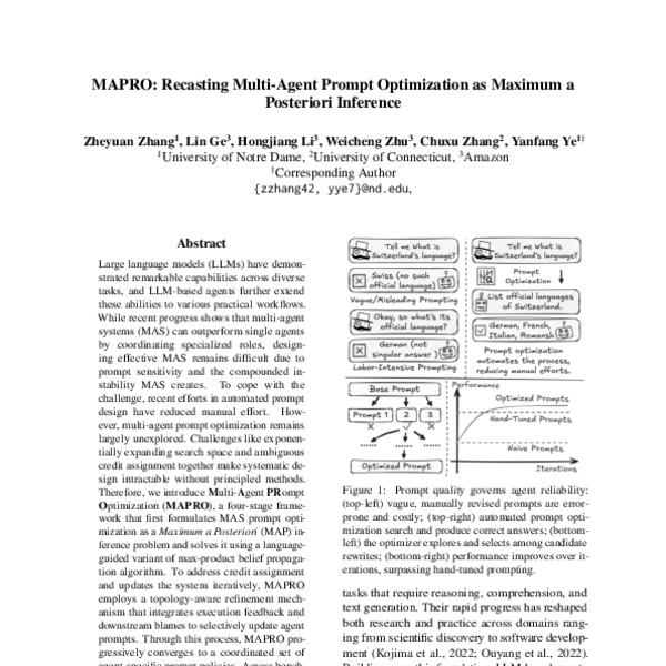 MAPRO: Recasting Multi-Agent Prompt Optimization as Maximum a ...