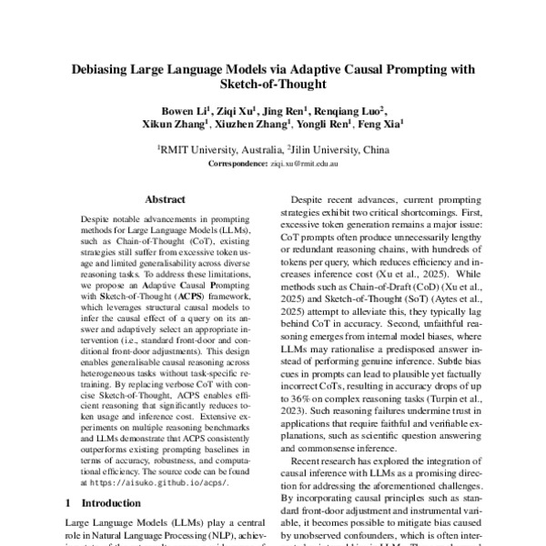 Debiasing Large Language Models via Adaptive Causal Prompting with ...