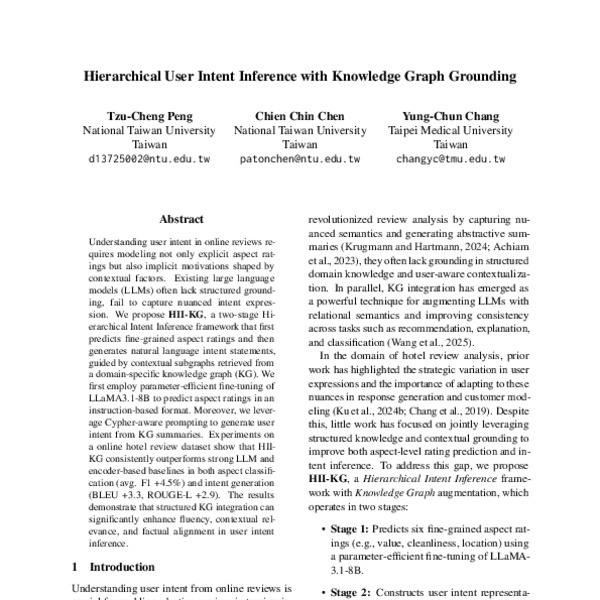 Hierarchical User Intent Inference with Knowledge Graph Grounding - ACL ...