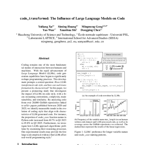 code-transformed: The Influence of Large Language Models on Code - ACL ...