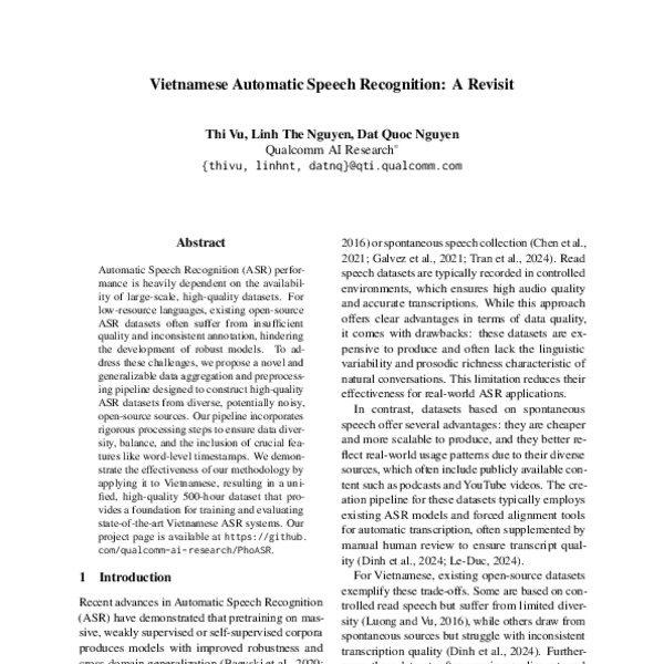 Vietnamese Automatic Speech Recognition: A Revisit - ACL Anthology