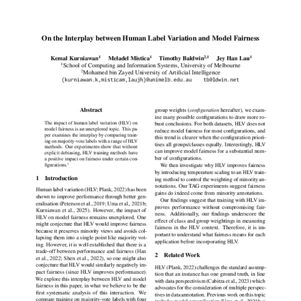 On the Interplay between Human Label Variation and Model Fairness - ACL ...