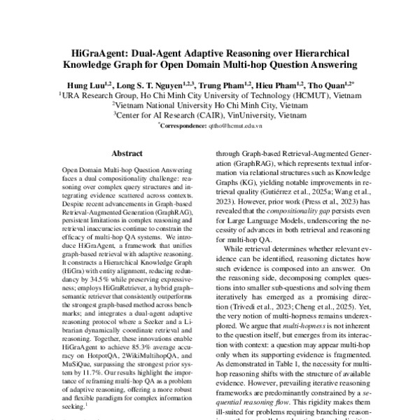 HiGraAgent: Dual-Agent Adaptive Reasoning over Hierarchical Knowledge ...