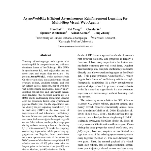 AsyncWebRL: Efficient Asynchronous Reinforcement Learning for Multi ...
