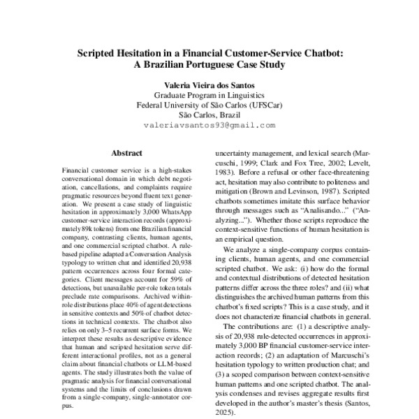 Scripted Hesitation in a Financial Customer-Service Chatbot: A ...