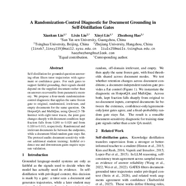 A Randomization-Control Diagnostic for Document Grounding in Self ...