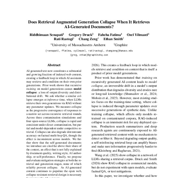 Does Retrieval Augmented Generation Collapse When It Retrieves AI ...