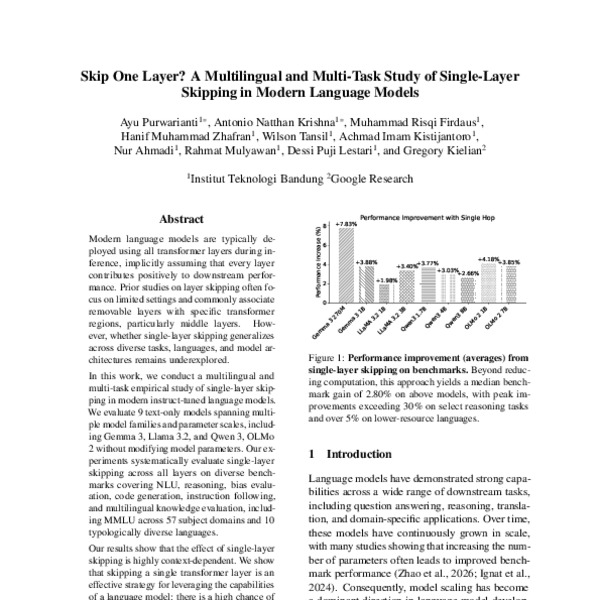 Skip One Layer? A Multilingual and Multi-Task Study of Single-Layer ...