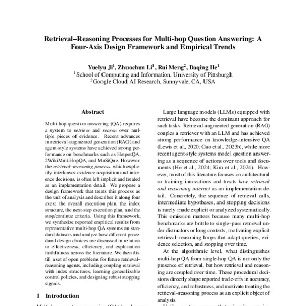 Retrieval–Reasoning Processes for Multi-hop Question Answering: A Four ...