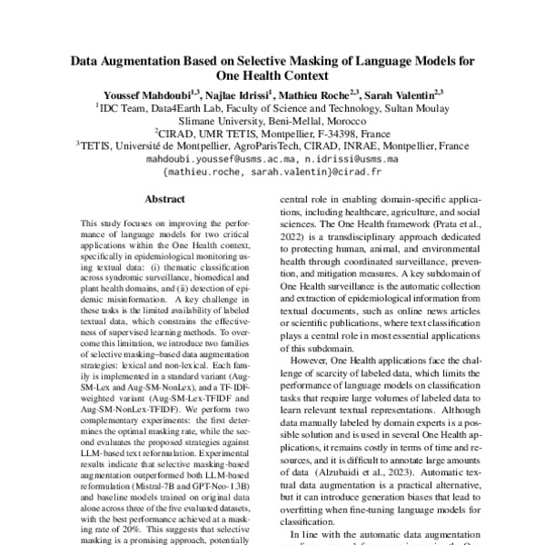 Data Augmentation Based on Selective Masking of Language Models for One ...