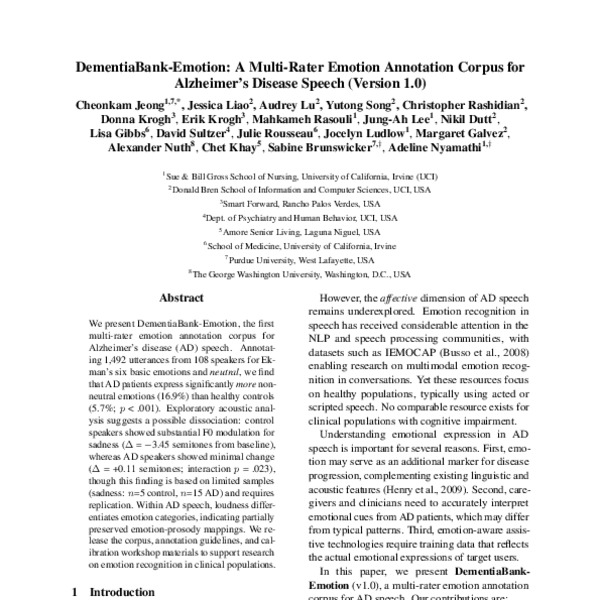 DementiaBank-Emotion: A Multi-Rater Emotion Annotation Corpus for ...