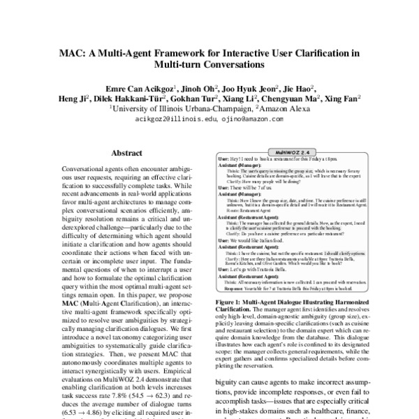 MAC: A Multi-Agent Framework for Interactive User Clarification in ...