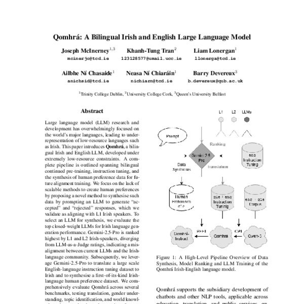Qomhrá: A Bilingual Irish and English Large Language Model - ACL Anthology