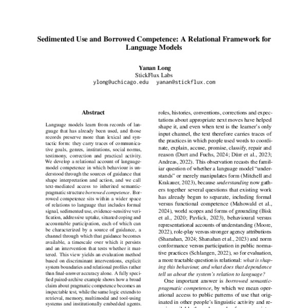 Sedimented Use and Borrowed Competence: A Relational Framework for ...