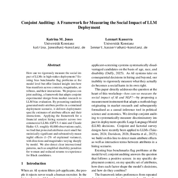 Conjoint Auditing: A Framework for Measuring the Social Impact of LLM ...