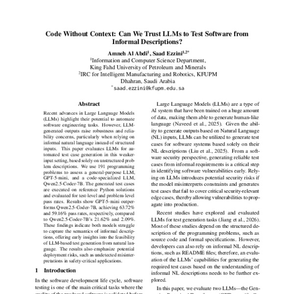 Code Without Context: Can We Trust LLMs to Test Software from Informal Descriptions?