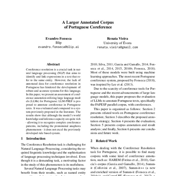 A Larger Annotated Corpus of Portuguese Coreference - ACL Anthology