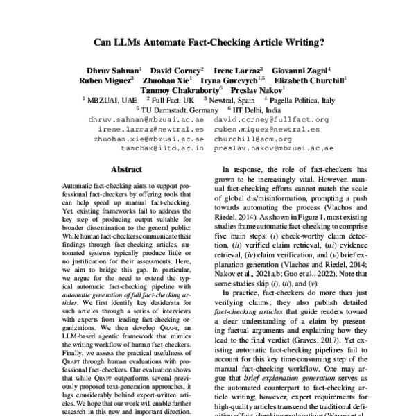 Can LLMs Automate Fact-Checking Article Writing?