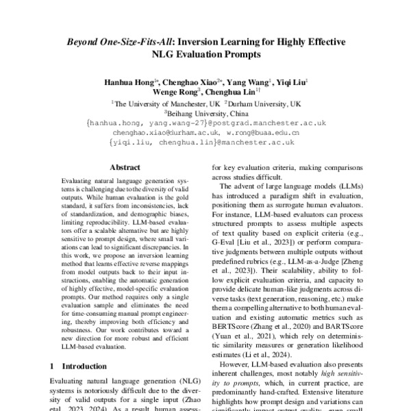Beyond One-Size-Fits-All: Inversion Learning for Highly Effective NLG Evaluation Prompts
