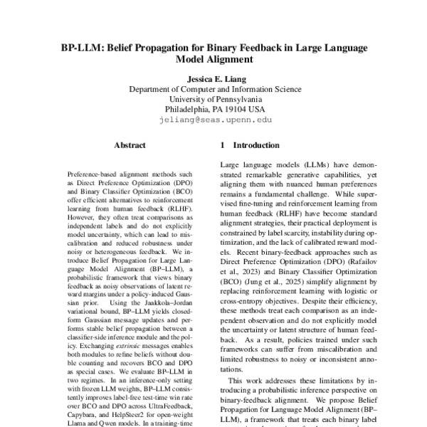 BP-LLM: Belief Propagation for Binary Feedback in Large Language Model Alignment