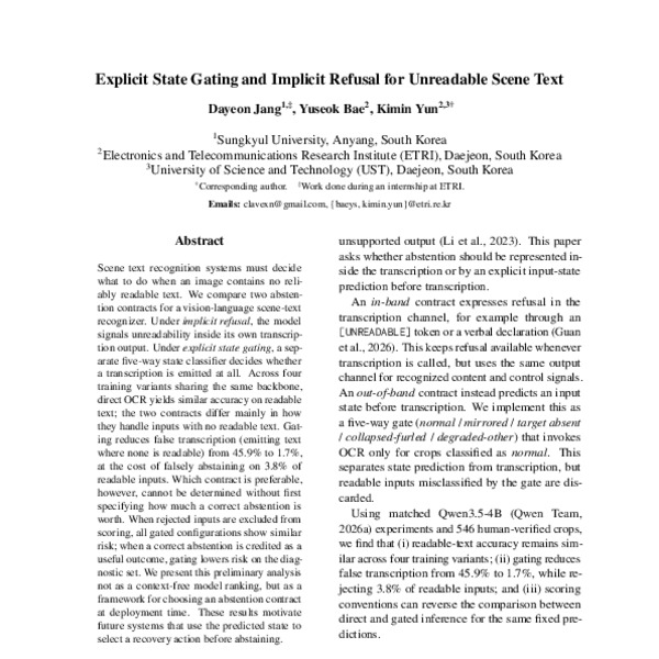 Explicit State Gating and Implicit Refusal for Unreadable Scene Text ...