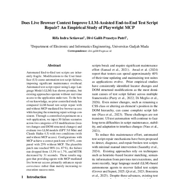 Does Live Browser Context Improve LLM-Assisted End-to-End Test Script ...