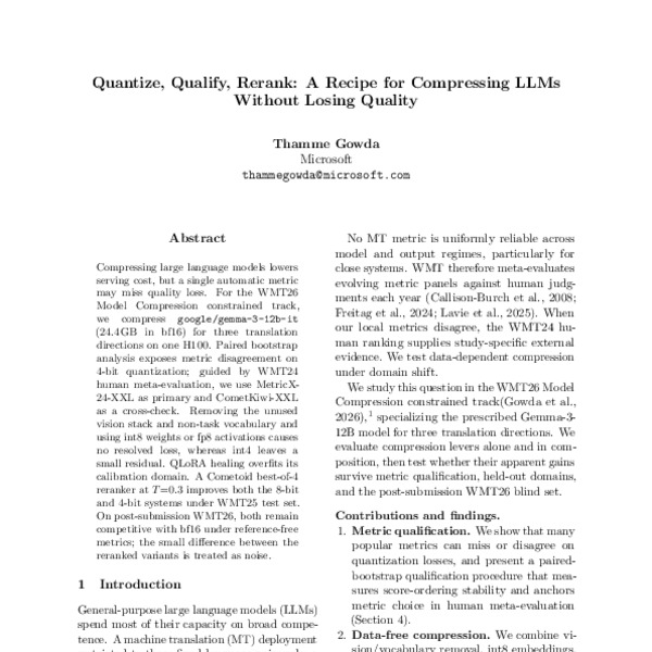 Quantize, Qualify, Rerank: A Recipe for Compressing LLMs Without Losing ...