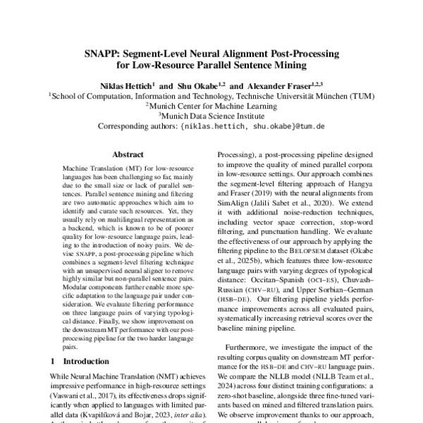 SNAPP: Segment-Level Neural Alignment Post-Processing for Low-Resource ...