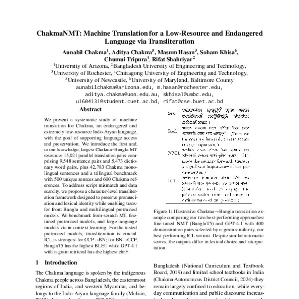 ChakmaNMT: Machine Translation for a Low-Resource and Endangered ...