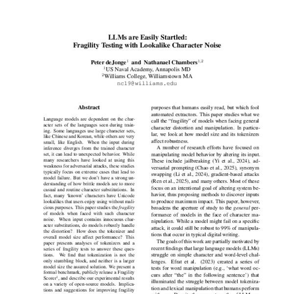 LLMs are Easily Startled: Fragility Testing with Lookalike Character ...