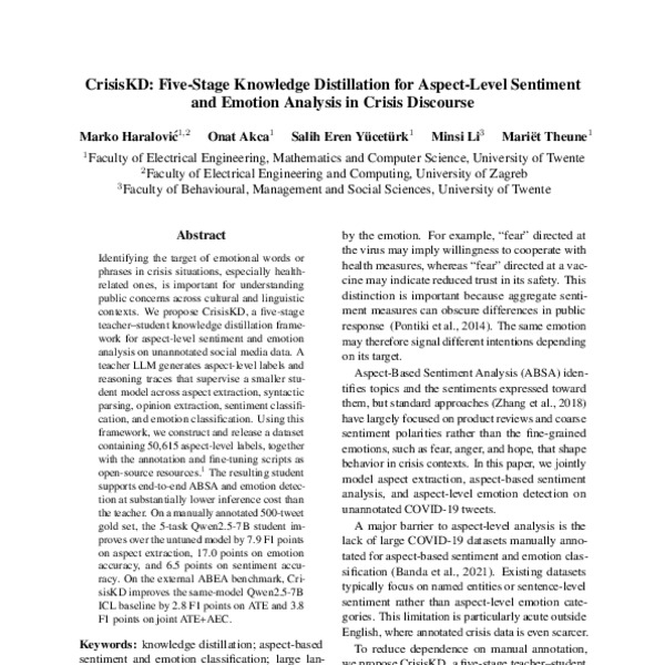 CrisisKD: Five-Stage Knowledge Distillation for Aspect-Level Sentiment ...