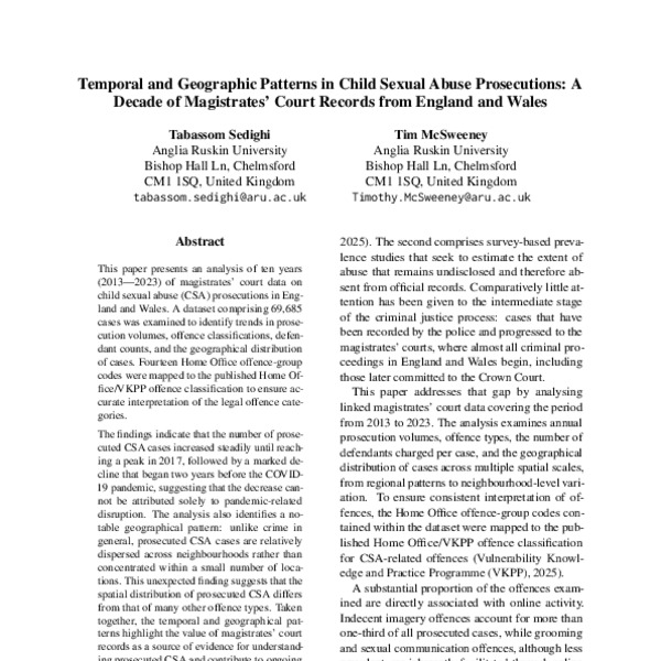 Temporal and Geographic Patterns in Child Sexual Abuse Prosecutions: A ...