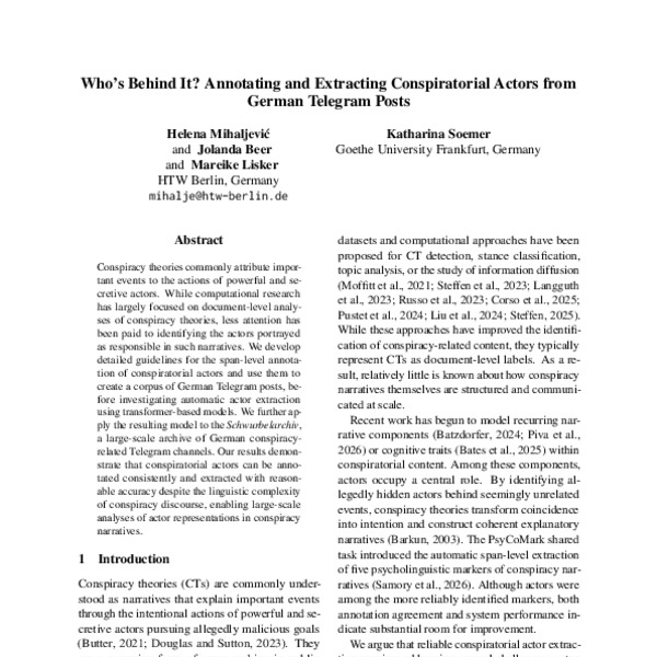 Who’s Behind It? Annotating and Extracting Conspiratorial Actors from ...