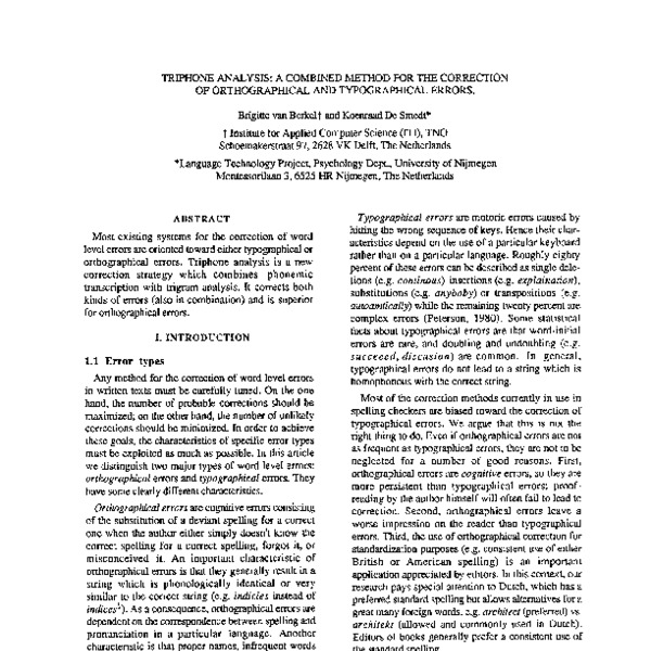 Triphone Analysis: A Combined Method for the Correction of ...