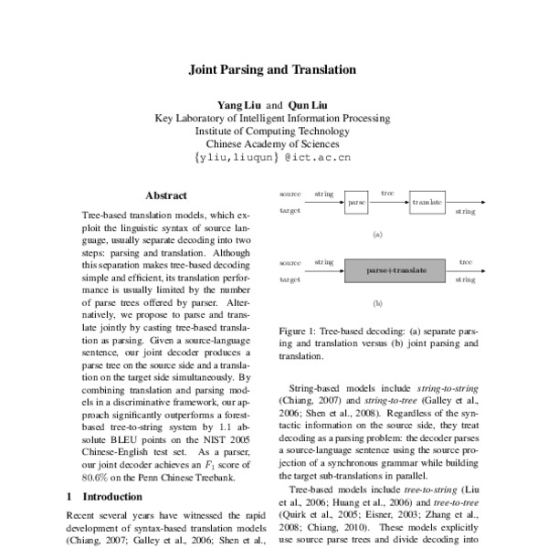 Joint Parsing and Translation - ACL Anthology