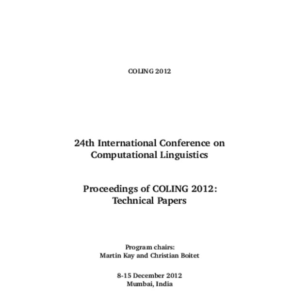 Proceedings of COLING 2012 - ACL Anthology