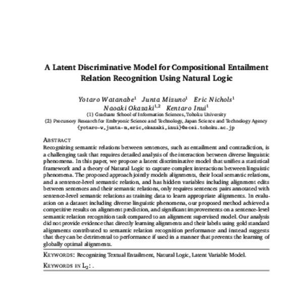 A Latent Discriminative Model for Compositional Entailment Relation ...