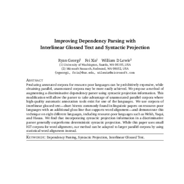 Improving Dependency Parsing with Interlinear Glossed Text and ...