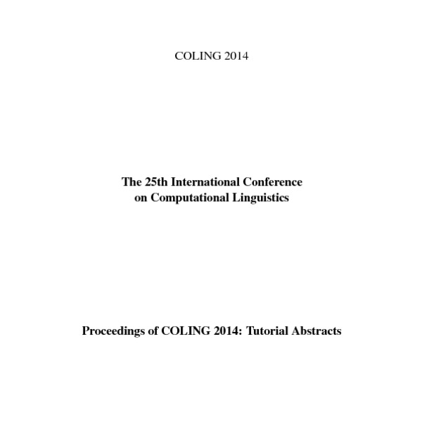 Proceedings Of COLING 2014, The 25th International Conference On ...