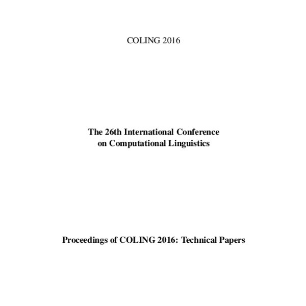 Proceedings of COLING 2016, the 26th International Conference on ...