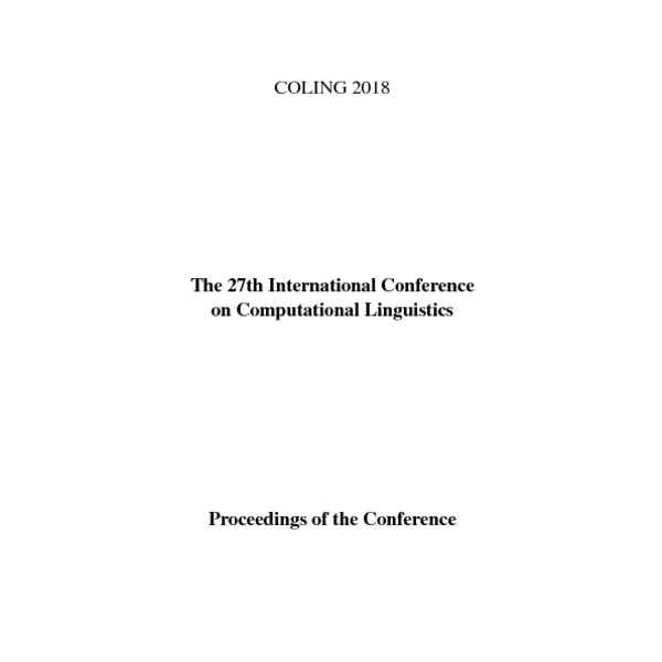 Proceedings Of The 27th International Conference On Computational ...