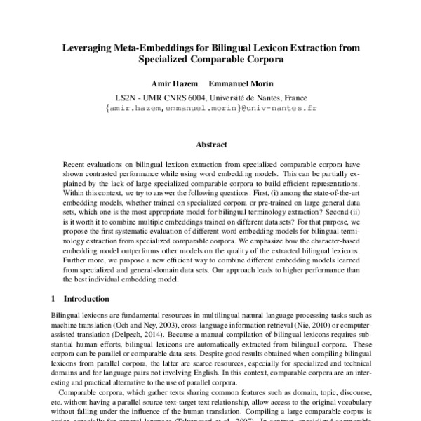 Leveraging Meta-Embeddings for Bilingual Lexicon Extraction from ...