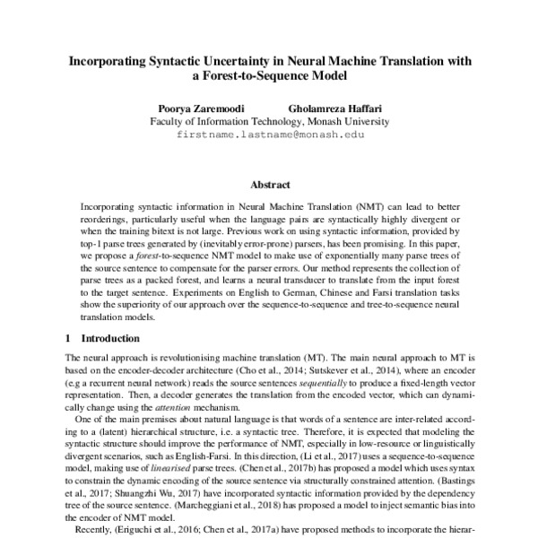 Incorporating Syntactic Uncertainty in Neural Machine Translation with ...