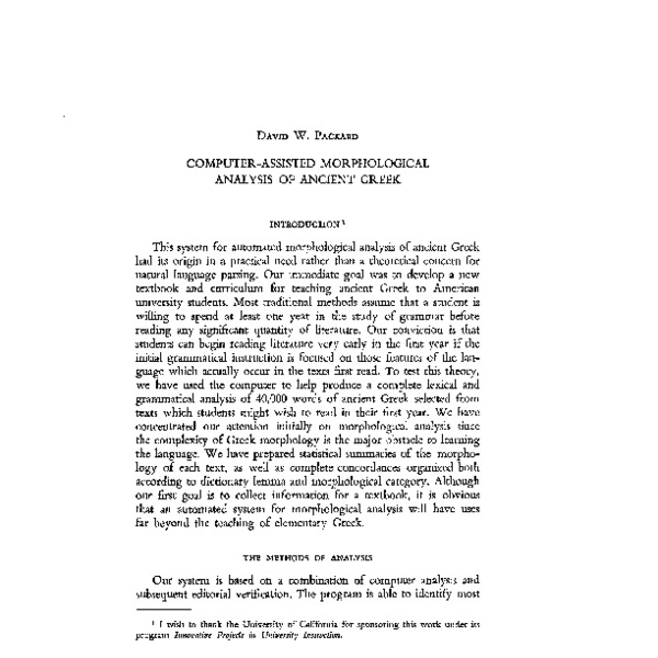 Computer-Assisted Morphological Analysis of Ancient Greek - ACL Anthology