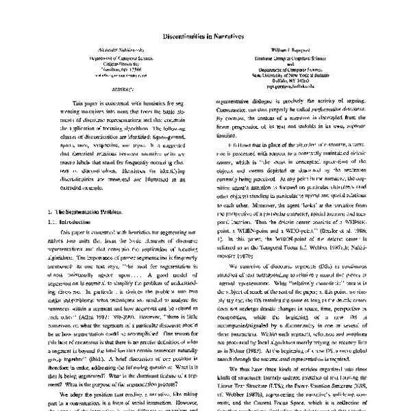 Discontinuities in Narratives - ACL Anthology