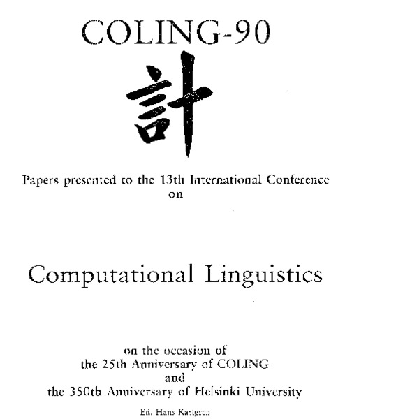 COLING 1990 Volume 2 Papers presented to the 13th International