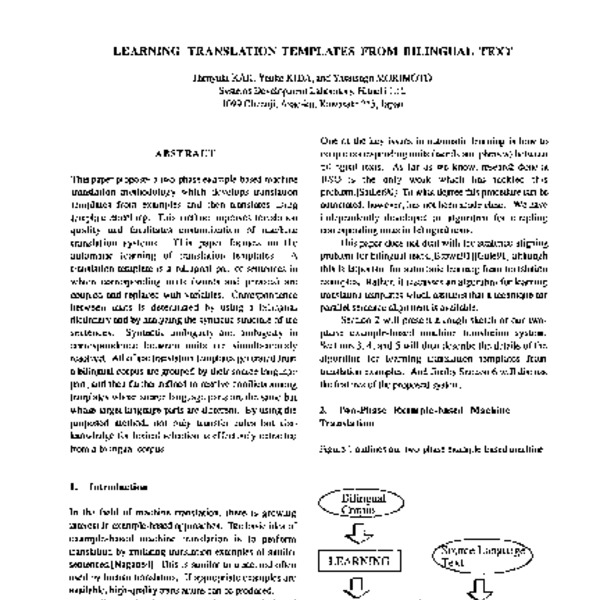 Learning Translation Templates From Bilingual Text - ACL Anthology