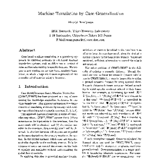 Machine Translation by Case Generalization - ACL Anthology
