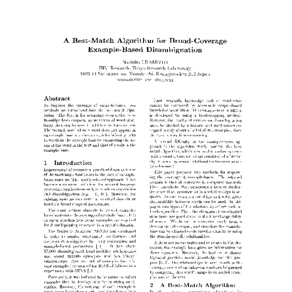 A Best-Match Algorithm for Broad-Coverage Example-Based Disambiguation ...