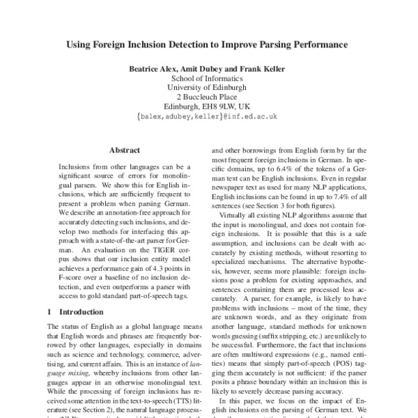Using Foreign Inclusion Detection to Improve Parsing Performance - ACL ...